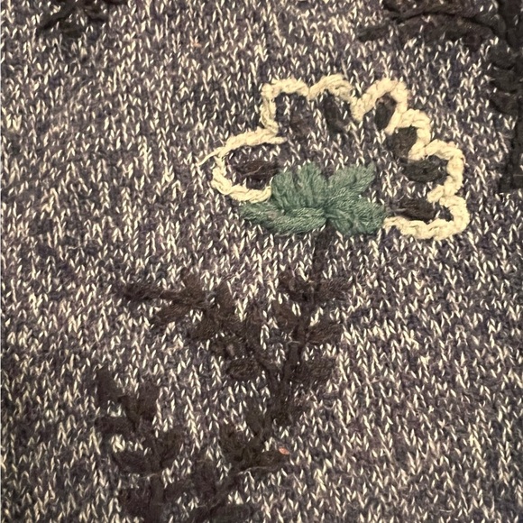 All Points Women’s Blue Knit Embellished Floral Button Front Cardigan   Size M. - Picture 4 of 8